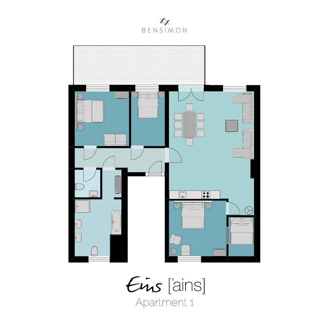 Apartment mit vier Schlafzimmern